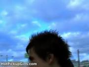 Guy gets horny talking with a girl outdoor by HotPickup