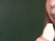 Turned on japanese school doll vibing tits in class roo