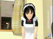 3D anime maid licking a hard penis