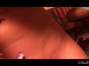 Tattooed college hoe eats big shaft on knees