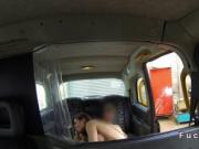 Super brunette with huge boobs fucks in cab