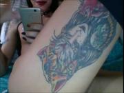 Horny Tatted Trans Wanking On Cam
