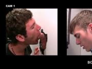 Curly gay loves sucking hard gloryhole dicks