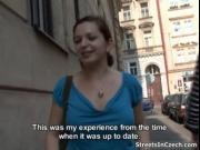 Cute brunette babe gets horny walking outdoor by Street