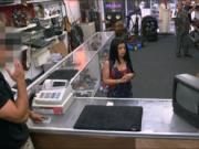Latina chick pawns her pussy at the pawnshop for money