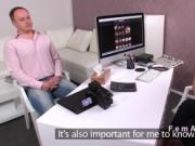 Brunette Milf agent sucks small dick in casting