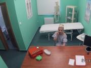 Fake doctor bangs blonde pov in office