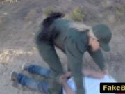 Teen slut caught on border by an agent and fucked hard