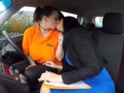 Driving student eats examiner's pussy