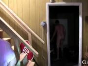 Sexy gay Pledges in saran wrap, bobbing for dildos, and