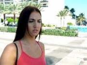 Hot teen cheating for money in public