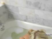 Milf sucks and fucks huge dick in bathtub