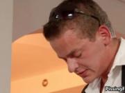 Two horny Euro babes sucking and fucking dick in sexy l