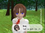 Hot 3D anime girl gives head outside