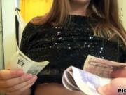 Pretty teen Taylor Sands banged in change room for cash