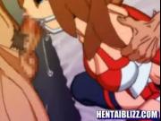 Bondage hentai with gagging brutally gangbanged by band