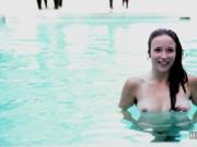 Sexy brunette babe gets her pussy rubbed and licked by