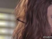 Big tits brunette babe Danni Gee passionate solo scene