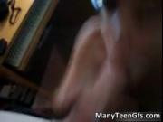 Pretty brunette teen slut gives nice head then gets fuc