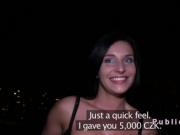 Good looking busty babe fucks in public at night