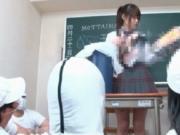 Japanese schoolgirl giving a pussy demonstration by JPN