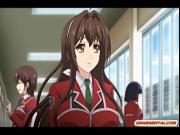 Busty Japanese hentai schoolgirl standing fucked and cr