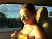 Busty teen Sam Summers hitchhikes and gets her pussy sc