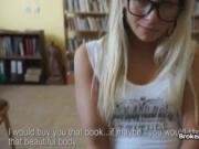 Blonde coed fucked in library