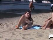 Naked Teens Tanning At A Beach