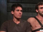 Bound Jett Jax covered with sperm