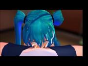 Facials cartoon with blue haired teen Katinka