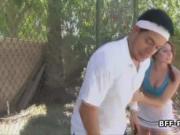 Instructor fucks teens at the tennis court