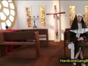 Nun double penetration fucked in Church