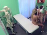 Blonde nurse licked and fucked in office
