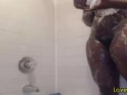 Hot black bbw babe using vibrator in shower