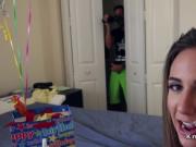 Busty girlfriend gangbanged for her Bday