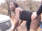 African slut fucked and subjected in the outdoors