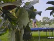Fucking cute big tit teen on trampoline