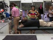 English teen blowjob Fortunately it was a massage table