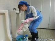 Asian beauty is cleaning the mens room by mistake jav 1