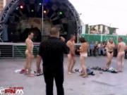 Russian couples strip contest CFNM at festival