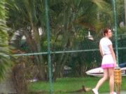 Teen plays with a cock