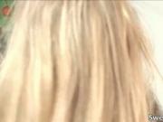 Horny blonde babe gets her tight moist pussy licked and