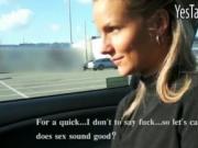 Real amateur blonde Eurobabe Holly fucked in a car for