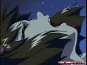 Anime girl with nice tits gets fucked in alley by a mon