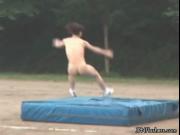 Naked athletes doing sexy jumping games outdoor by JPNF