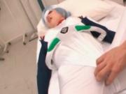 Asian babe in cosplay gets cunt finger teased thru pant