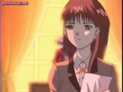 Redhead hentai babe tasting a cock