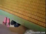 Hot asian brunette hoe gets pounded hard on the floor b