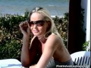 Sexy blonde babes get horny making out outdoor by PinkV